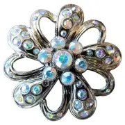 56HS Set Of 16 Screw Back Concho Crystal Bling Stone Floral Design Nickle