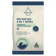 Organic Cleanlife On the Go 2 in 1 Wipes Hand and Surface Sanitiser – Fresh, healthy organic delivery | Doorstep Organics.