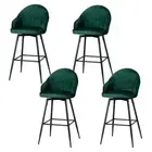 Artiss 4x Bar Stools Velvet Swivel Metal Legs Green