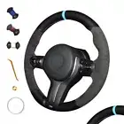 For BMW F30 Steering Wheel Cover Black Suede Steering Wheel Wrap Black Leather