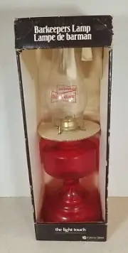 Vintage Indiana Glass New Old Stock Budweiser Barkeepers Oil Lamp