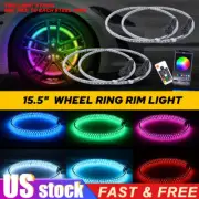 4x 15.5'' Double Row LED Wheel Ring Lights Bluetooth Color RGB Rim Lights APP H