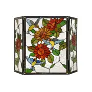 RADIANCE goods Tiffany-Style 3pcs Folding Floral Fireplace Screen 44" Wide