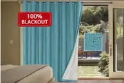 100% Blackout Curtains Linen Look Double Wide Bedroom Curtains Thick Blockout Curtains Eyelet for Living Room/Patio Door, Teal