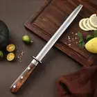 Knife Sharpener Rod Kitchen Knife Sharpening Stick Carbon Steel Rosewood Handle