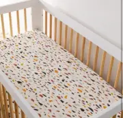 Babyletto 100% Organic Cotton Crib Sheet, Breathable Muslin – Terrazzo