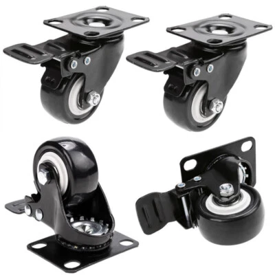 4X 2" Polyurethane Castor Wheels Swivel Castors with Brake Heavy Duty Caster AU