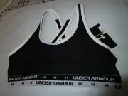 NEW Under Armour Girls Cross-Back solid Bra Black LG )14-16