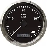Black Tachometer LCD Hour Meter 85mm 6000RPM 8-32V KY07200 for Marine Yacht