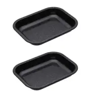 2x Mastercraft BLK 27x21cm Pro Vitreous Enamel Roasting/Baking Kitchen Pan Tray