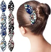 Alpinleux 2 Pcs Hair Bun Maker, Donut Buns for Hair, French Twist Hair Tool, Updo Hair Accessories, Bun Makers for Women's Hair (Dark Blue, Black)