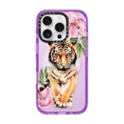 iPhone 16 Pro Impact Case MagSafe Compatible Tiger and peonies