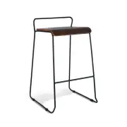 Bavleen Bar Stool 75cm - Black Frame - Walnut Veneer Seat
