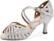 HIPPOSEUS Women's Professional Latin Dance Shoes Rhinestones Ballroom Salsa...