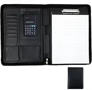 A4 Work Folder Clipboard Folder, Zipped Portfolio A4 Clipboard Conference Folder PU Leather Interview Resume Legal Document Organizer