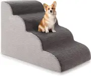 19.7”H Curved Dog Stairs Ramp for Beds Couches, Pet Steps with Durable Non-Sl...