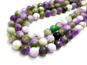 Purple White Green Agate Faceted Round 10mm Gemstone Beads - RNF131E