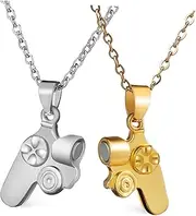 [FOMIYES] Couple Necklace Matching Necklace for Couples Friendship Necklace Necklaces Gaming Necklace for Boys Men Necklace Chain Connecting Necklaces Golden Alloy
