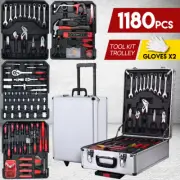 1180PCS DIY Tool Kit Case Trolley Portable Mechanics Toolbox Storage Organiser
