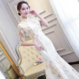 晚禮服年輕款少女魚尾中國風旗袍