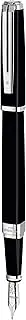[WATERMAN] Exception Fountain Pen | Slim Black with Silver Plated Clip | Fine Nib with Blue Ink Cartridge | Gift Box