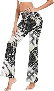 [GuoChe] Scottish Black Plaid Leopard Leggings and Yoga Pants for Women Stretch Butter Soft Leggings for Yoga Fitness S