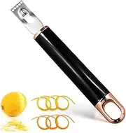 Stainless Steel Channel Knife, Multifunctional Lemon Zester Fruit Peeler with Hanging Loop Lemon Twist Peeler Fruit Peeler Citrus Zester Tool for Cocktail Kitchen Home Bar (Black Gold)