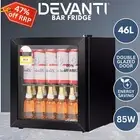 Devanti 46L Bar Fridge w/Light 5 Temp settings Double Glazed Reversible Door