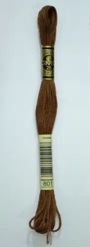 DMC Stranded Cotton #801 Dark Coffee Brown Hand Embroidery Floss 8m Skein