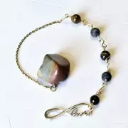 Witchy Pendulum Tumbled Desert Jasper Tiger Eye And Labradorite Beads