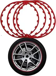 4 PCS Alloy Wheel Protectors,Wheel Edges Trim Protector Ring,Nylon Decorative Strip Tire Guard,16" 17" 18" 19" 20", Restore Car Wheel Scuffs and Scrapes,17inch,Red