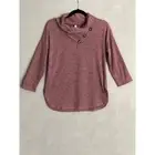 NY Collection Women's Size PM Crossover Cowl Neck Top Mauve NEW