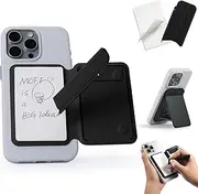 MOFT Action Inspiration Phone Stand, Magnetic Notepad Stand Compatible with iPhone 16 Series and Other Phones with Two Types of Notepad and Magnetic Invisible Pen, Jet Black + Jet Black