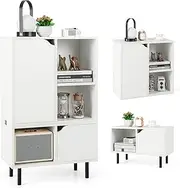 Giantex Stackable Bookcase, Combination Lattice Cabinet, Floor Open Bookshelf w/Adjustable Shelf & Cubes, Display Cabinet w/Metal Legs, Modern Storage Organizer for Living Room, Bedroom, Study