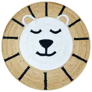 Handmade Kids Jute Round Rug-Simba 1144-Natural-100x100cm