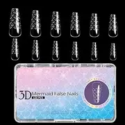 Mermaid Gel Nail Tips, Mermaid Nail Tips, Almond Shaped Nail Tips, Mermaid Manicure Kit, Multi-purpose Nail Kit, Gel Nail Tips For Parties, Nail Tips For Shopping, Mermaid Nails For Daily Life, Alm