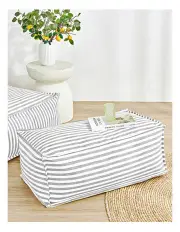 [Cadence & Co.] Oscar Faux Linen Ottoman Bean Bag Cover in Grey