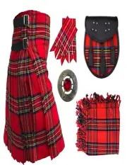 Men's Scottish Highland Tartan 5 Pieces Rare kilt set Wedding christmas Outfit.