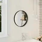 Black Wall Mirror 40cm Round Decorative Home Accent Modern Design