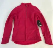 ASICS Women's Medium Red Pink Jacket Zip Front Softshell Fitness Pockets New