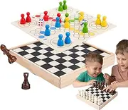 Board Chess Game - Kids Adults Double-Sided Chess Game,Boys Girls Teens Family Gathering Activity, Wooden Educational Toy for Home, Classroom, Camping
