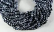 CRACKLE BLACK & WHITE FACETED CRAB AGATE 6MM ROUND BEADS 13.25" STRAND