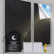 Joydeco Portable Blackout Curtains, 57"W x 118"H, Black