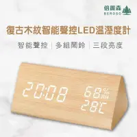 在飛比找momo購物網優惠-【Beroso 倍麗森】復古木紋智能聲控LED溫濕度計(送禮