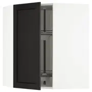 METOD corner wall cabinet with carousel, white/Lerhyttan black stained, 68x37x80 cm