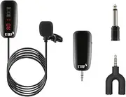 Wirel Microphone UHF Clip-on Mic Omnidirectional Noise C ing Mic with 3.5mm TRRS/6.35mm Adapter Wide Compatibility, Black Black One Size