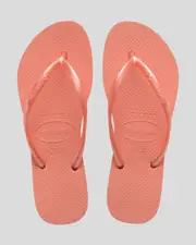 [Havaianas] Havaianas Women's Slim Metallic Flip Flops Slippers in Peach Rose Pink Size 37/38 37/38 Peach Rose Pink