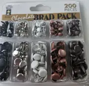 hot off the press 200 brads 100 standard 100 mini silver black white brown