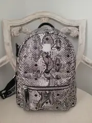 NWT MCM GRAY PYTHON SNAKE BLACK DIAMOND PRINT MONOGRAM LEATHER BACKPACK BAG