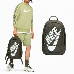 【NIKE 耐吉】後背包 Hayward Backpack 男款 軍綠 白 大空間 鬆緊繩 雙肩包 手提 基本款(DV1296-355)